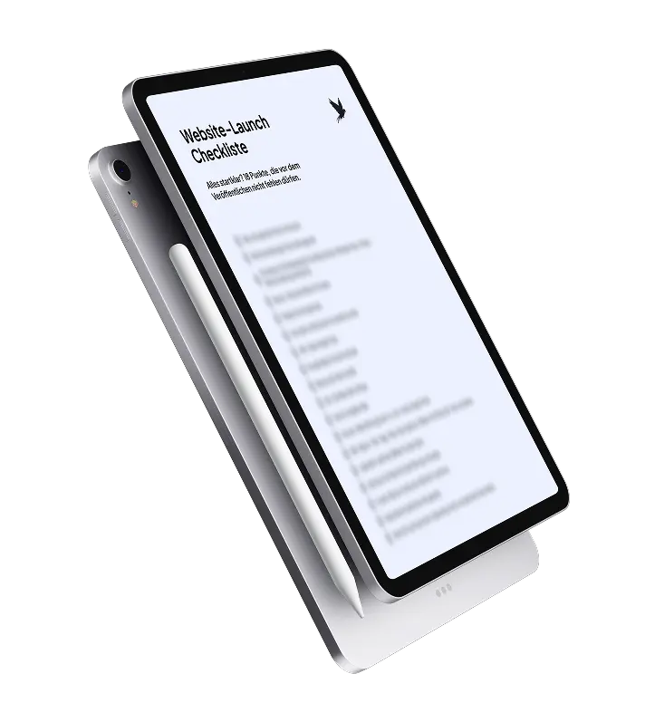 Tablet zeigt PDF Checkliste fuer den Website Launch