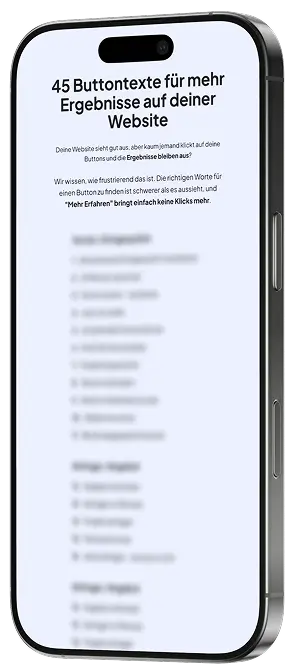 Smartphone zeigt PDF mit 45 Button Texten fuer mehr Klicks auf der Website